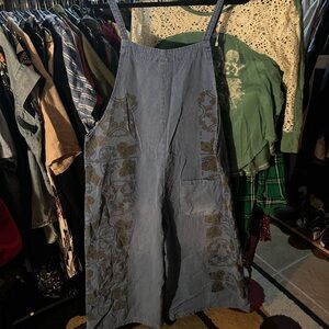 Floral Denim Overalls jumper XL
